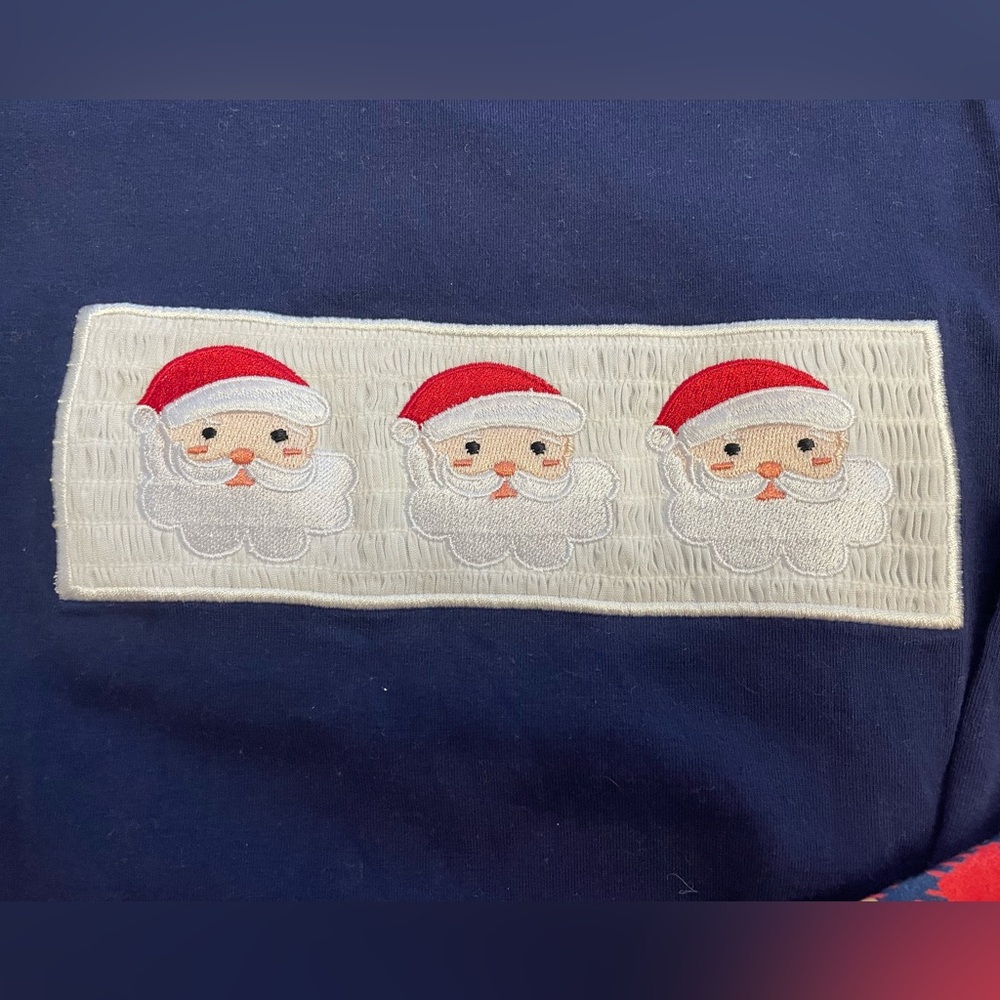 Navy and Red Santa Set with Smocking - Picture 3 of 6